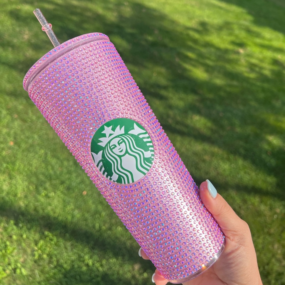 PINK Starbucks tumbler hotfix rhinestone